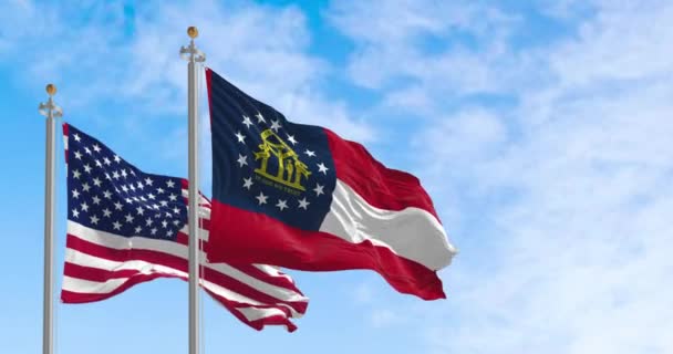 Georgia State Flag Waving National Flag United States America Background — Wideo stockowe