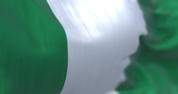 Close View Nigeria National Flag Waving Three Equal Vertical Bands — Stockvideo