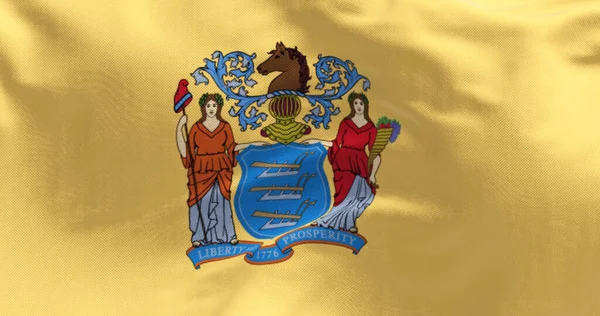 Close Bandeira Estado Nova Jersey Brasão Armas Fundo Catalisador Estado — Fotografia de Stock
