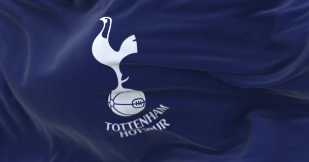 Londres Reino Unido Fev 2023 Tottenham Hotspur Bandeira Acenando Galo — Vídeo de Stock
