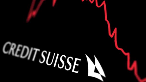 New York Usa März 2023 Das Weiße Credit Suisse Logo — Stockvideo