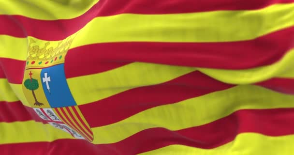 Die Fahne Aragoniens Weht Aragon Ist Eine Autonome Gemeinschaft Nordosten — Stockvideo