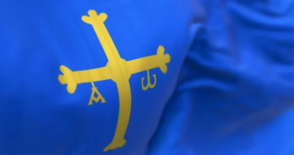 Bandeira Das Astúrias Acenar Comunidade Autónoma Norte Espanha Azul Com — Fotografia de Stock