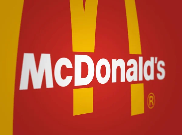 New York Maart 2023 Mcdonald Logo Een Groene Achtergrond Mcdonald — Stockfoto