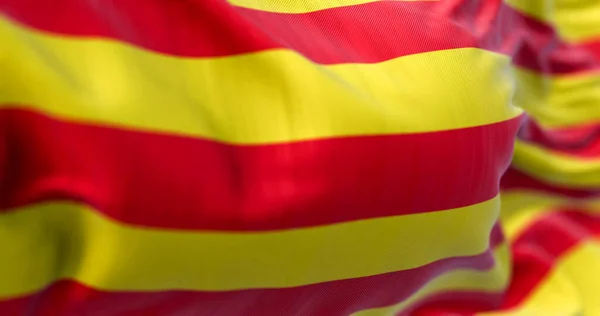 Detalle Bandera Cataluña Ondeando Viento Cataluña Una Comunidad Autónoma España — Foto de Stock
