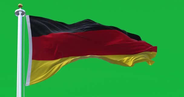 Tyskland National Flagga Viftar Isolerad Grön Bakgrund Tre Horisontella Band — Stockvideo