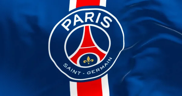Paris Março 2023 Paris Saint Germain Clube Futebol Acenando Vento — Fotografia de Stock