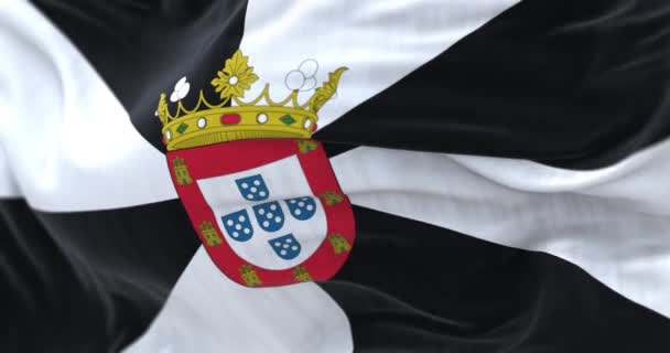 Ceuta Vlag Zwaaiend Ceuta Een Autonome Spaanse Stad Noord Afrika — Stockvideo