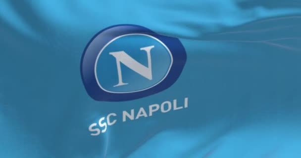 Nápoles Março 2023 Bandeira Time Futebol Napoli Acenando Seleção Futebol — Vídeo de Stock