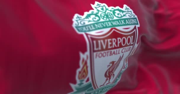 Liverpool Verenigd Koninkrijk Apr Blz 2023 Liverpool Football Club Vlag — Stockvideo