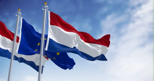 Bandiere Dei Paesi Bassi Dell Unione Europea Sventolano Nel Vento — Foto Stock