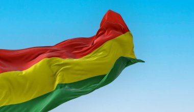 Bolivia national flag waving in the wind. The Plurinational State of Bolivia is a State of South America. 3d illustration render. Fluttering fabric clipart