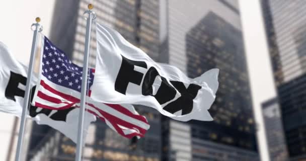 Nueva York Estados Unidos Abril 2023 Banderas Nacionales Fox Estados — Vídeo de stock