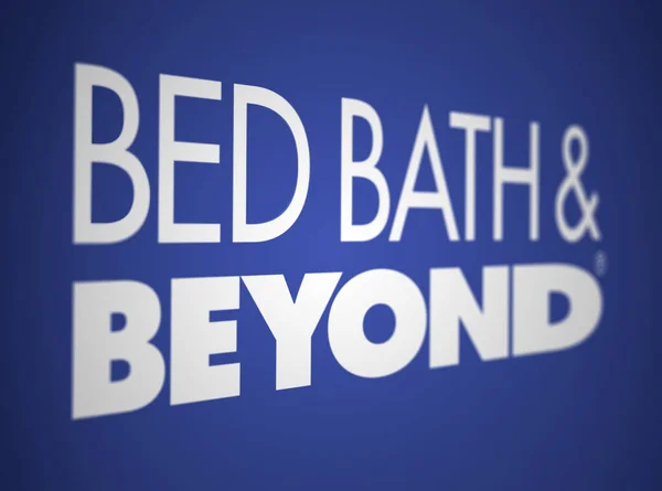 New York Aprile 2023 White Bed Bath Logo Blå Bakgrund — Stockfoto