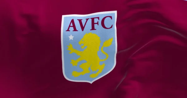 Birmingham Luty 2023 Macha Flaga Klubu Piłkarskiego Aston Villa Aston — Zdjęcie stockowe