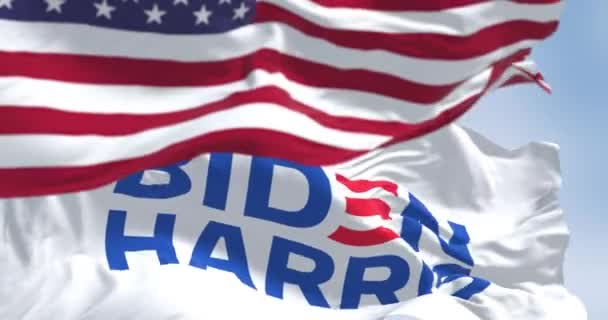 Вашингтон Округ Колумбия Сша Апр 2023 Флаг Президентской Кампании Байдена — стоковое видео