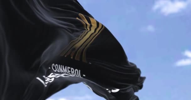 Buenos Aires Wrzesień 2022 Flaga Conmebol Libertadores Macha Pogodny Dzień — Wideo stockowe