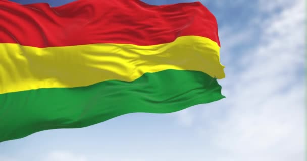 Βολιβία Εθνική Σημαία Κυματίζει Στον Άνεμο Πολυεθνικό Κράτος Της Βολιβίας — Αρχείο Βίντεο
