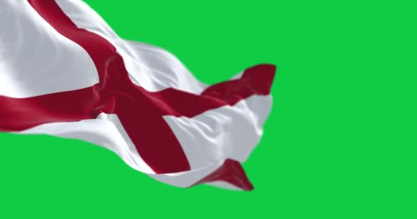 Σημαία Της Αλαμπάμα Κυματίζει Απομονωμένη Πράσινο Φόντο Άγιος Ανδρέας Σταυρώνεται — Αρχείο Βίντεο