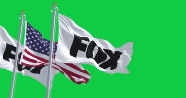 New York Usa Och Apr 2023 Fox Och Amerikanska Flaggor — Stockvideo
