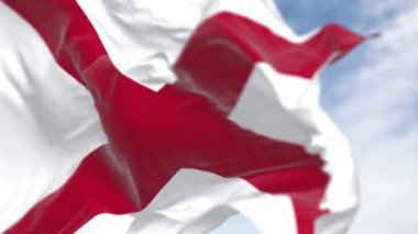 Açık bir günde rüzgarda dalgalanan Alabama eyalet bayrağı. Aziz Andrews beyaz bir arka planda kesişiyor. Kusursuz 3 boyutlu animasyon. Yavaş çekim döngüsü. Seçici odaklanma. Kanat çırpan kumaş. Yakın plan.