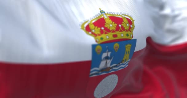 Cantabria Bayrağı Rüzgarda Dalgalanıyor Spanya Özerk Topluluğu Beyaz Kırmızı Çizgili — Stok video