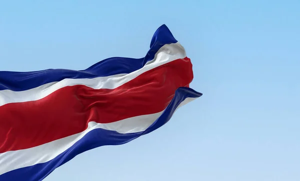 Close View Costa Rica National Civil Flag Waving Blue White — Stock Photo, Image