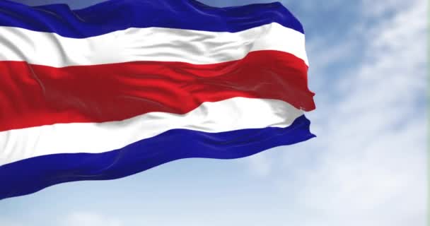 Drapelul Civil Național Costa Rica Flutură Albastru Alb Rosu Alb — Videoclip de stoc
