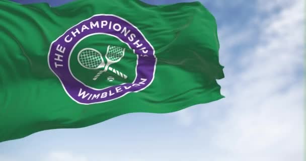 Londres Reino Unido Mayo 2023 Wimbledon Championships Flag Waving Wind — Vídeos de Stock