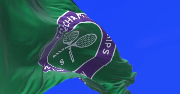 London May 2023 Wimbledon Championships Flag Waving Blue Background Головний — стокове відео