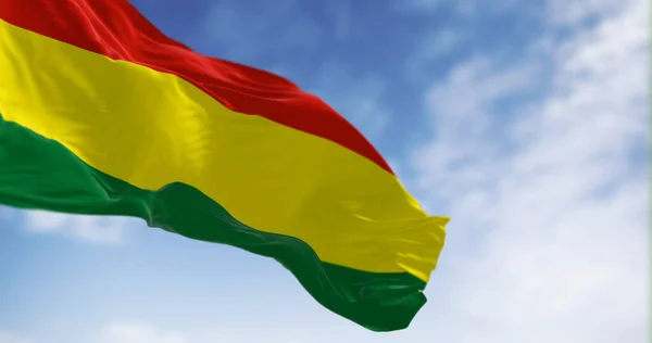 stock image Bolivia national flag waving in the wind. The Plurinational State of Bolivia is a State of South America. 3d illustration render. Fluttering fabric. Pride and patriotism