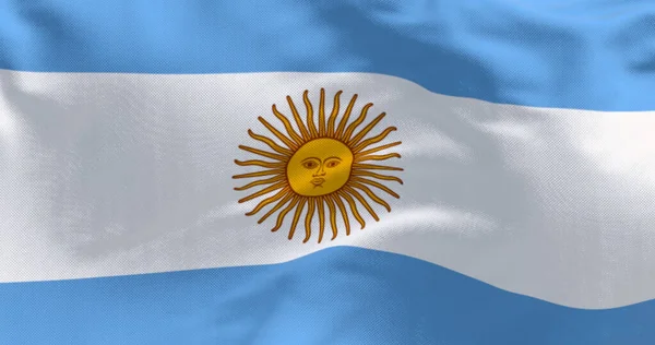 Bandera Nacional Argentina Ondeando Viento Tres Bandas Horizontales Azules Blancas —  Fotos de Stock