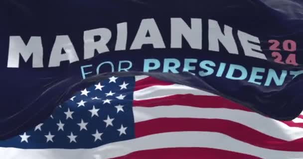 휴스턴 2023 마리안 윌리엄슨 2024 국기흔들기 바다없는 렌더링 애니메이션 슬로우 — 비디오