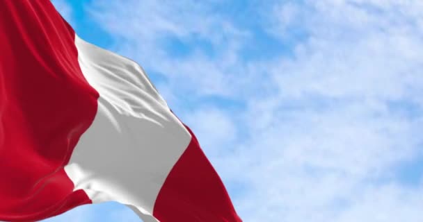 Perus Nationalflagge Weht Wind Die Republik Peru Ist Ein Südamerikanisches — Stockvideo