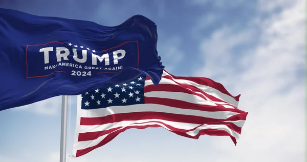 Arlington Eua Março 2023 Bandeiras Campanha Eleitoral Donald Trump Bandeira — Fotografia de Stock