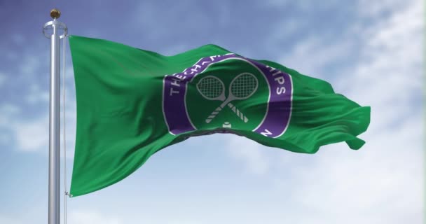 Londen Engeland Mei 2023 Wimbledon Vlag Wappert Een Heldere Dag — Stockvideo