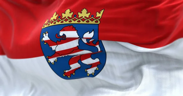 Close Hesse State Flag Waving Wind Hesse State Germany Illustration — Stock Photo, Image