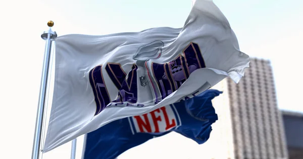 Cennet Abd Haziran 2023 Super Bowl Nfl Bayrakları Dalgalanıyor Oyun — Stok fotoğraf