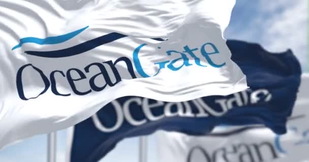 Everett Washington Abd Haziran 2023 Oceangate Bayrakları Dalgalanıyor Kusursuz Boyutlu — Stok video