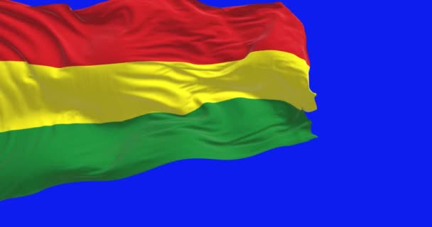 Bolivia Nationale Vlag Zwaaien Wind Geïsoleerd Blauw Scherm Naadloze Weergave — Stockvideo