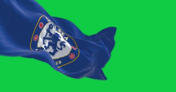 London Feb 2023 Прапор Футбольного Клубу Челсі Який Розмахує Зеленим — стокове відео