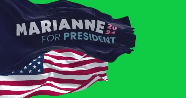 Houston Abd Mart 2023 Marianne Williamson Seçim Kampanyası Abd Bayrakları — Stok video