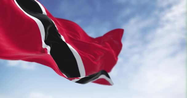 Trinidad Tobago Ulusal Bayrağı Dalgalandırıyor Kusursuz Boyutlu Animasyon Yavaş Çekim — Stok video