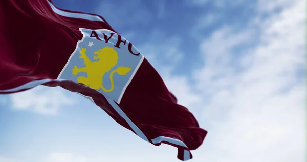 Birmingham Feb 2023 Aston Villa Football Club Flag Waving English — Stock Photo, Image