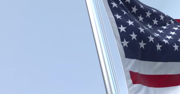 アメリカ合衆国の国旗が右から左へ移動し 風に揺れる シームレスな3Dレンダリングアニメーション スローモーションループ フラッタリング生地 接近中だ 4K分解能 — ストック動画