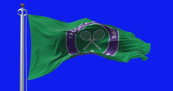 Londen Engeland Mei 2023 Vlag Van Wimbledon Wappert Geïsoleerd Het — Stockvideo