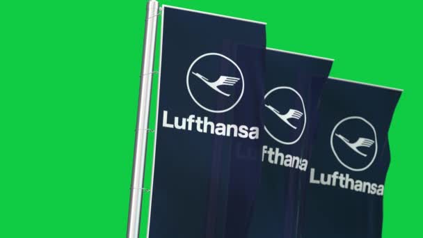 Cologne Allemagne Juin 2023 Trois Bannières Verticales Avec Logo Lufthansa — Video