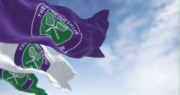 Londýn Velká Británie Květen 2023 Wimbledonské Vlajky Vlní Větru Velký — Stock video