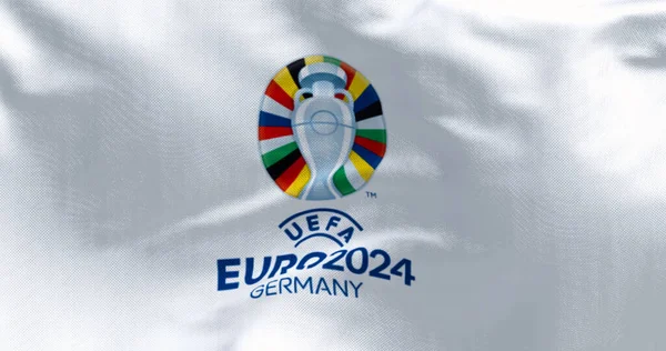 Berlin Junho 2023 Close Bandeira Campeonato Europeu Futebol 2024 Evento — Fotografia de Stock