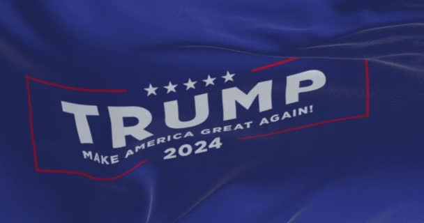 Arlington Usa Marca 2023 Szczelnie Donald Trump Kampanii Wyborczej Flaga — Wideo stockowe